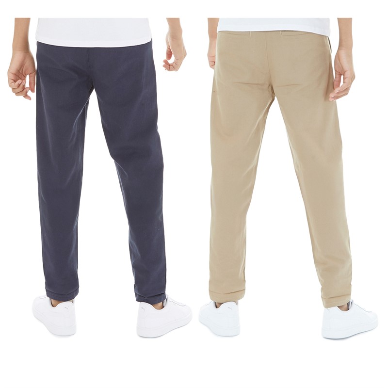 Kangaroo Poo Boys Two Pack Chino Trousers Navy/Stone