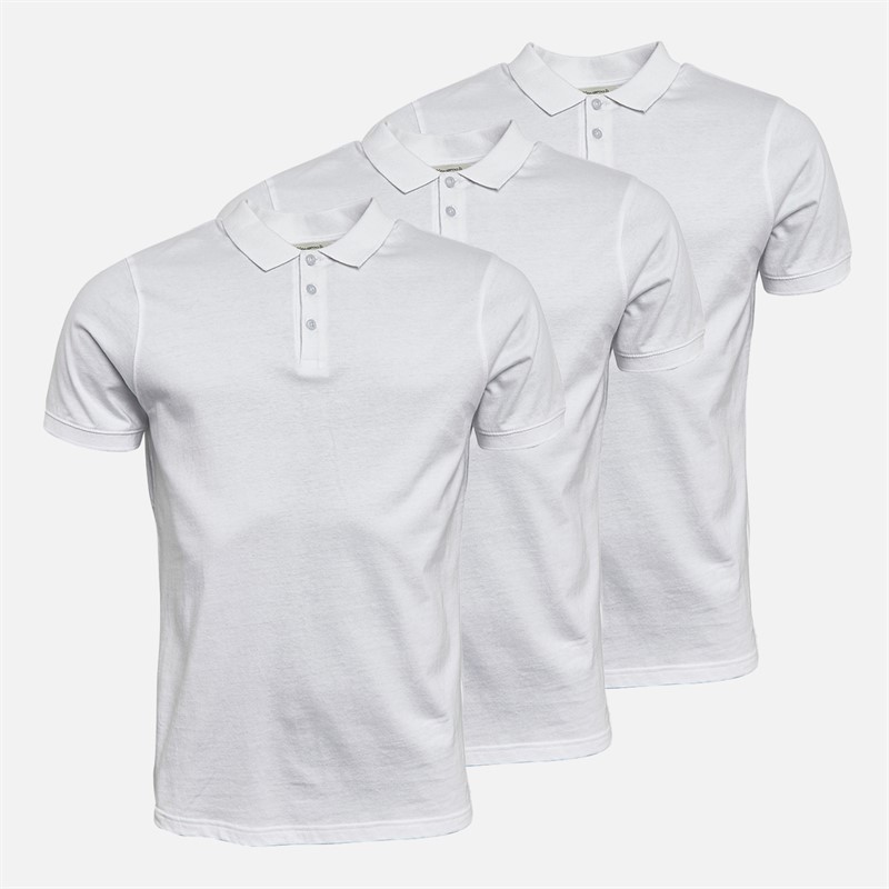 Kangaroo Poo Mens Three Pack Jersey Polo Shirts White