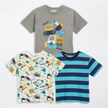 Kangaroo Poo Infant Boys Vehicle Three Pack T-Shirts Multi