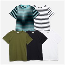 Kangaroo Poo Boys Five Pack Stripe/Plain T-Shirts Multi