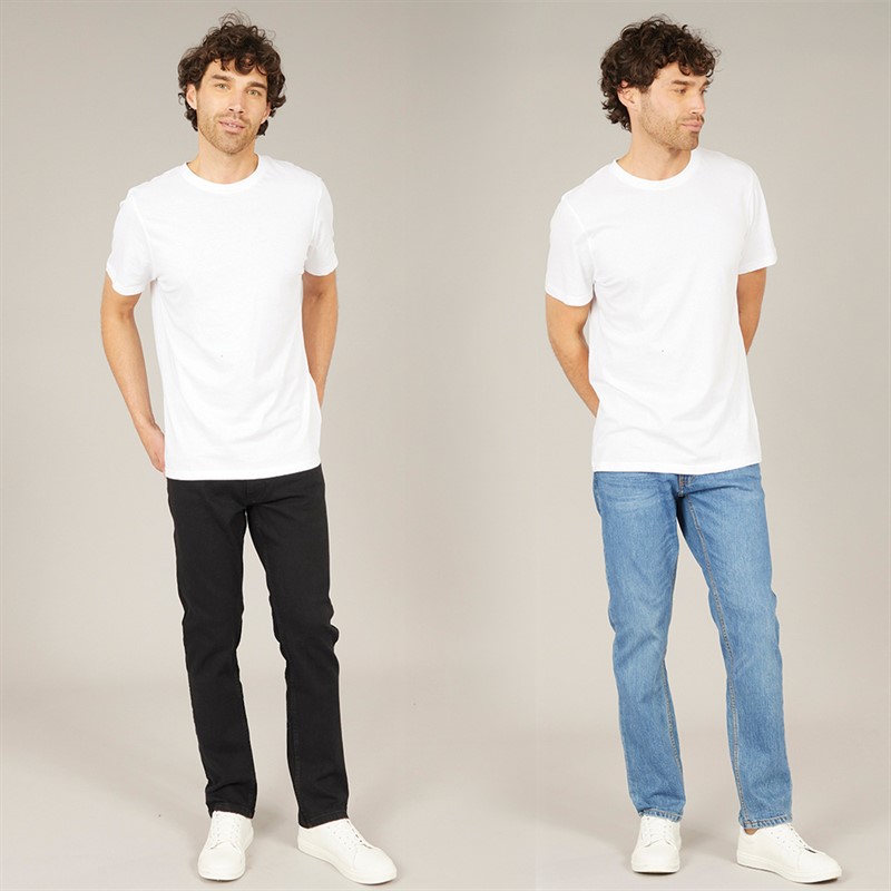 Kangaroo Poo Mens Two Pack Straight Fit Denim Jeans Black/Stone Wash