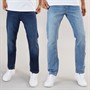 Kangaroo Poo Mens Two Pack Straight Fit Denim Jeans Dark Wash/Light Wash