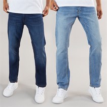 Kangaroo Poo Mens Two Pack Straight Fit Denim Jeans Dark Wash/Light Wash