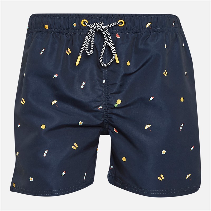 Mens All Over Print Swim Shorts Navy AOP - Size XXL
