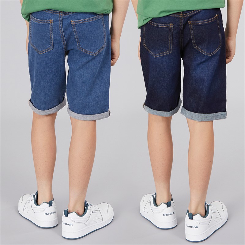 Kangaroo Poo Boys Two Pack Denim Shorts Dark Wash/Mid Wash