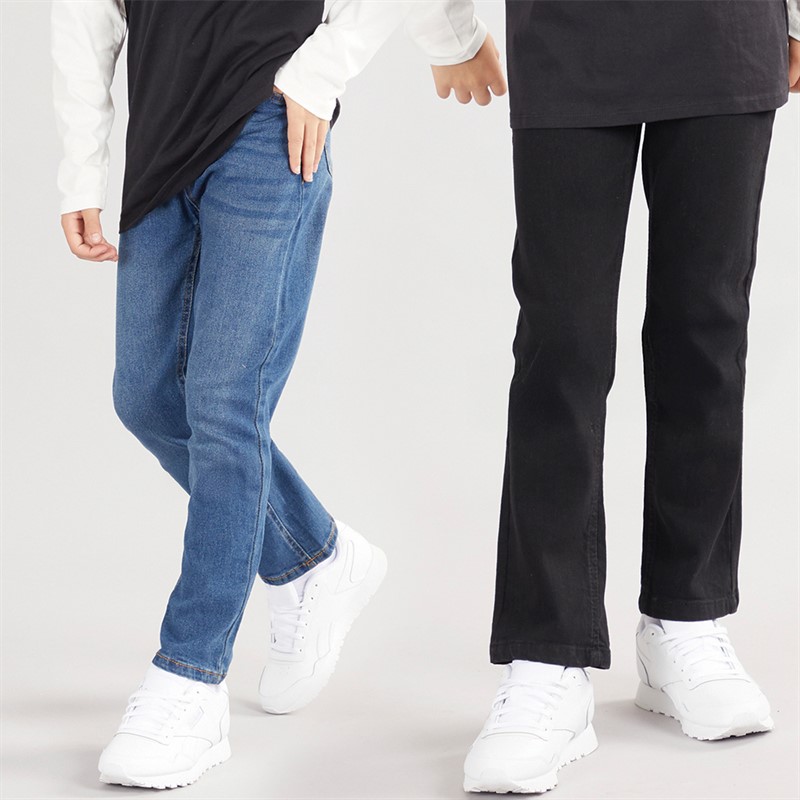 Kangaroo Poo Boys Two Pack Straight Fit Jeans Mid Wash/Black