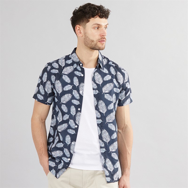Kangaroo Poo Mens Leaf Shirt Navy