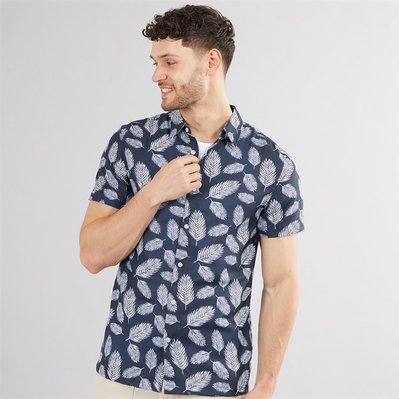 Kangaroo Poo Mens Leaf Shirt Navy