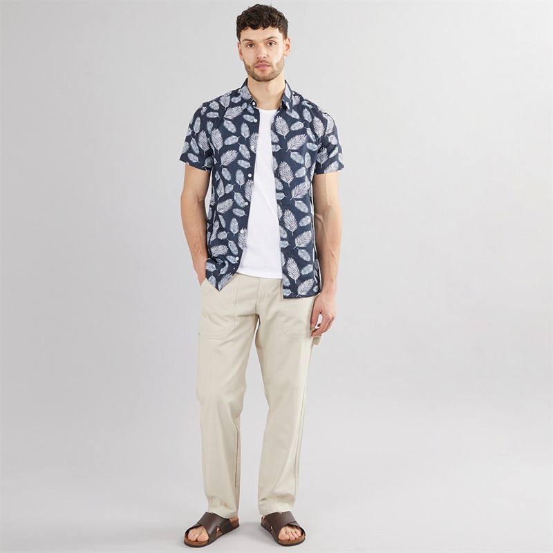 Kangaroo Poo Mens Leaf Shirt Navy