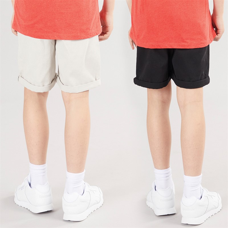 Kangaroo Poo Boys Two Pack Chino Shorts Light Grey/Black