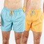 Kangaroo Poo Mens Geo Two Pack Swim Shorts Orange/Aqua