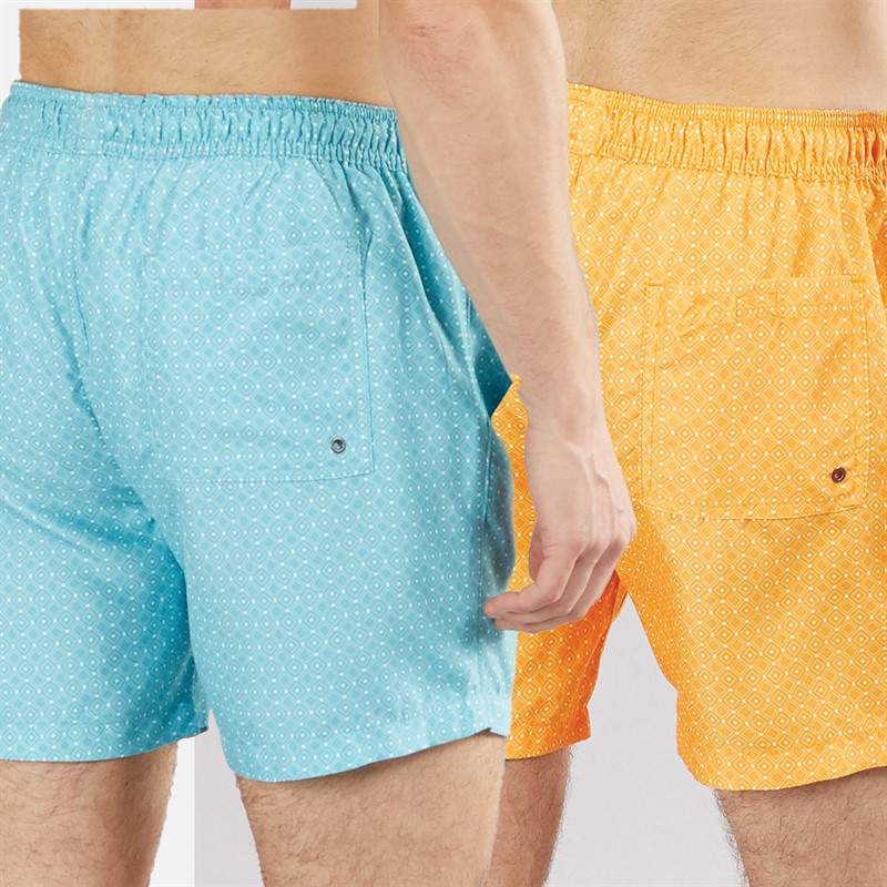 Kangaroo Poo Mens Geo Two Pack Swim Shorts Orange/Aqua