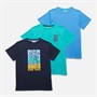 Kangaroo Poo Boys Surf Three Pack T-Shirts Aqua Blue/Navy