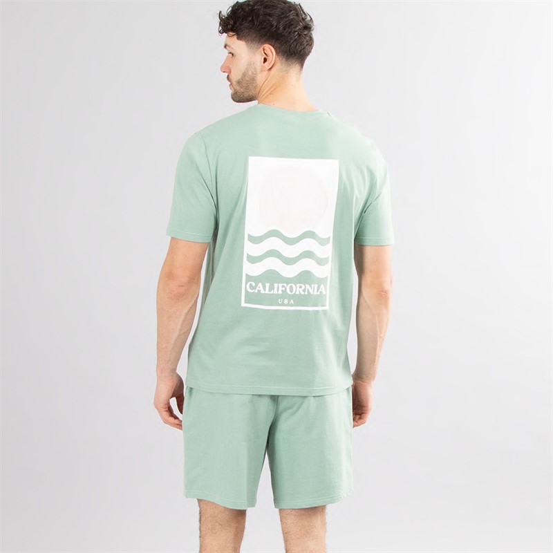 Mens T-Shirt And Shorts Set Sage - Size M