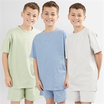 Kangaroo Poo Boys Three Pack Plain Shorts And T-Shirts Sets Blue/Light Grey/Sage