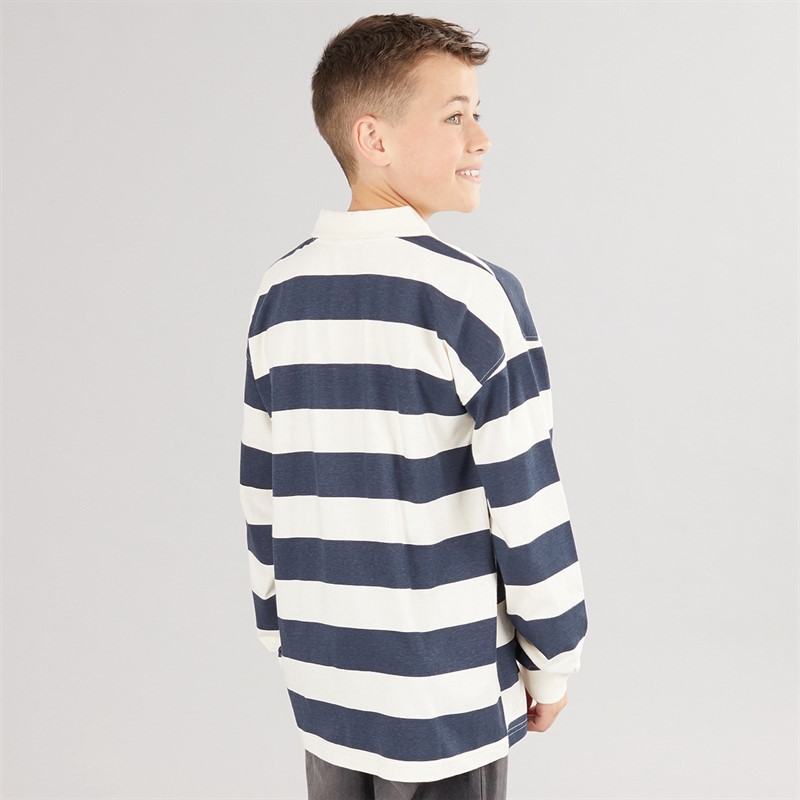 Kangaroo Poo Boys Rugby Shirt Navy/Winter White