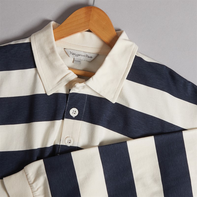 Kangaroo Poo Boys Rugby Shirt Navy/Winter White
