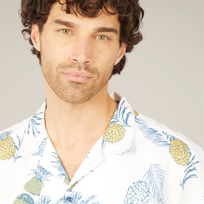 Kangaroo Poo Mens Pineapple Shirt Winter White