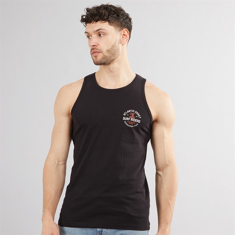 Kangaroo Poo Mens Printed Muscle Back Vest Black/White