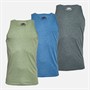 Kangaroo Poo Mens Three Pack Marl Muscle Back Vests Charcoal/Blue/Green