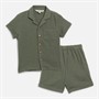 Kangaroo Poo Infant Boys Cheese Cloth Shirt And Shorts Co-Ord Khaki