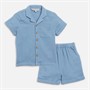 Kangaroo Poo Infant Boys Cheese Cloth Shirt And Shorts Co-Ord Denim Blue