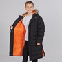 Kangaroo Poo Boys Longline Faux Fur Trim Hooded Jacket Black