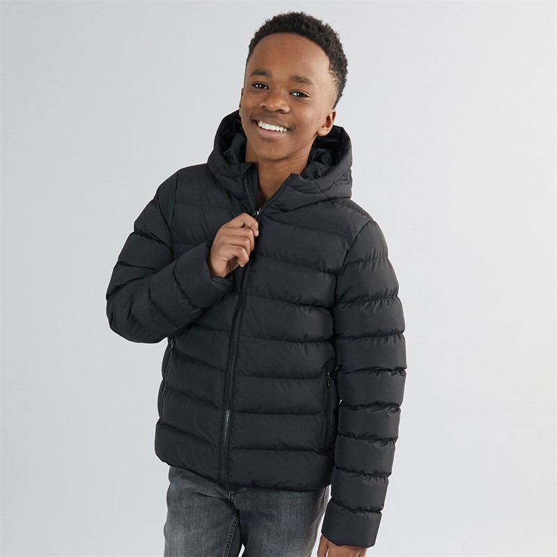 Kangaroo Poo Boys Hooded Puffer Jacket Black