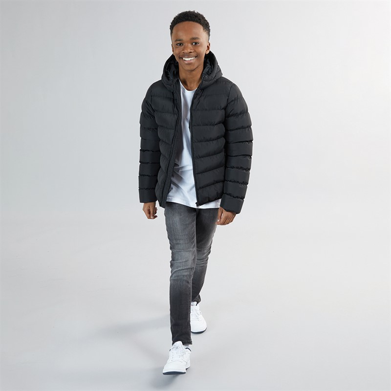 Kangaroo Poo Boys Hooded Puffer Jacket Black