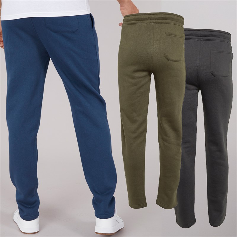 Kangaroo Poo Mens Three Pack Open Hem Joggers Denim Blue/Khaki/Magnet