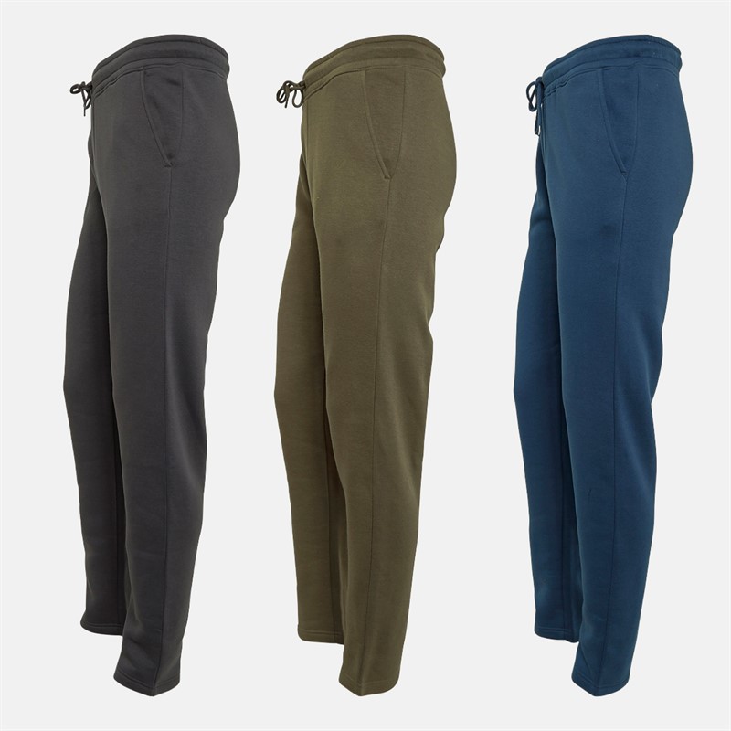 Kangaroo Poo Mens Three Pack Open Hem Joggers Denim Blue/Khaki/Magnet