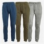 Kangaroo Poo Mens Three Pack Regular Fit Cuffed Fleece Joggers Denim Blue/Grey Marl/Khaki