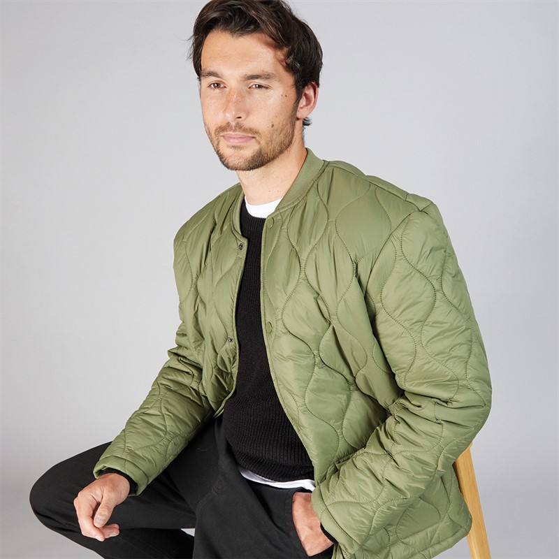 Kangaroo Poo Mens Quilt Padded Jacket Light Khaki