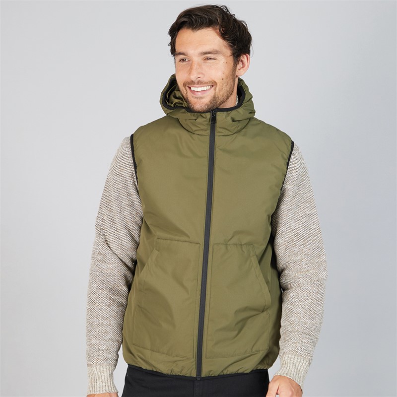 Kangaroo Poo Mens Padded Gilet Dark Khaki