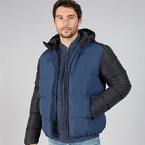 Kangaroo Poo Mens Puffer Jacket Black/Mid Blue