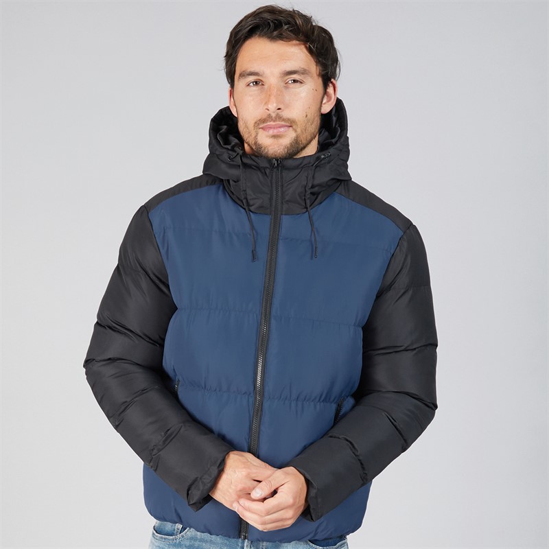 Kangaroo Poo Mens Puffer Jacket Black/Mid Blue