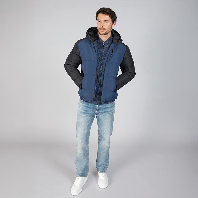 Kangaroo Poo Mens Puffer Jacket Black/Mid Blue