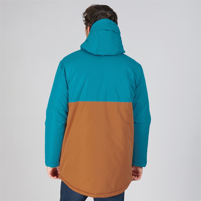 Kangaroo Poo Mens Colour Block Parka Jacket Blue/Stone