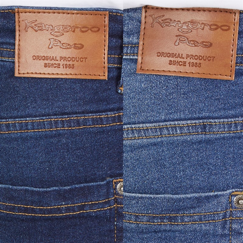 Kangaroo Poo Mens Two Pack Bootcut Denim Jeans Dark Wash/Mid Wash
