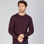 Kangaroo Poo Mens Cable Knit Sweater Dark Burgundy