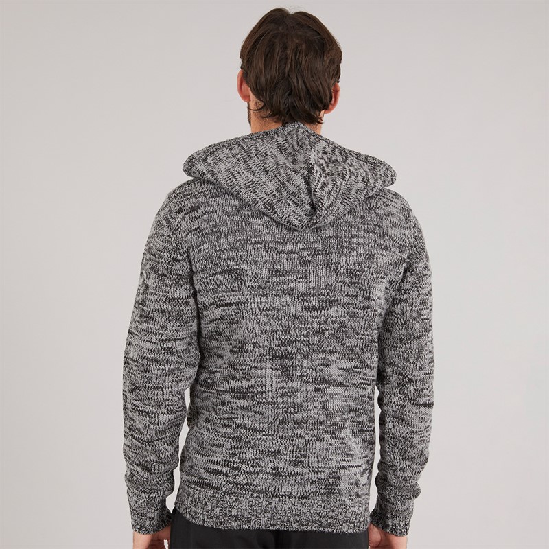 Kangaroo Poo Mens Hooded Button Neck Sweater Black
