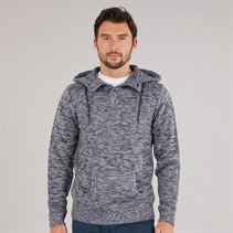 Kangaroo Poo Mens Hooded Button Neck Sweater Navy Mix