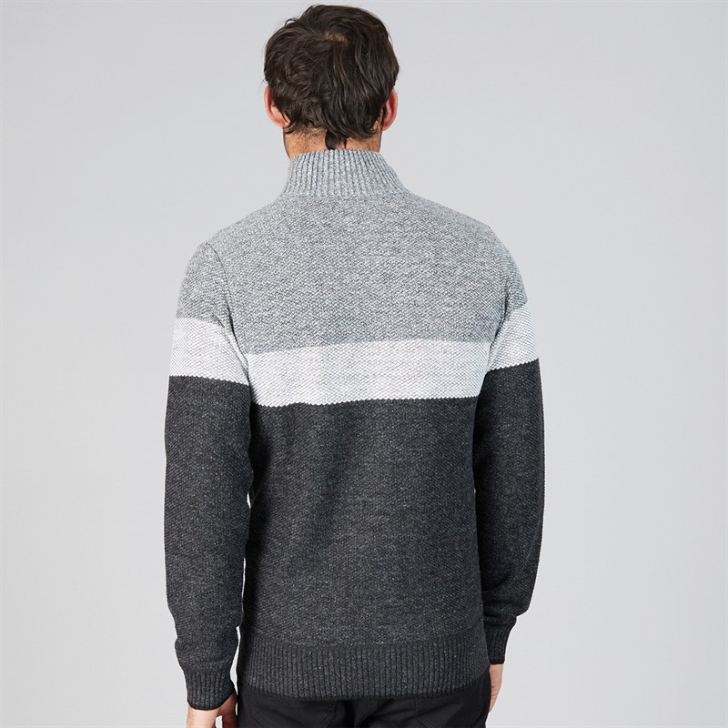 Kangaroo Poo Mens Colour Block Zip-Through Cardigan Black Multi