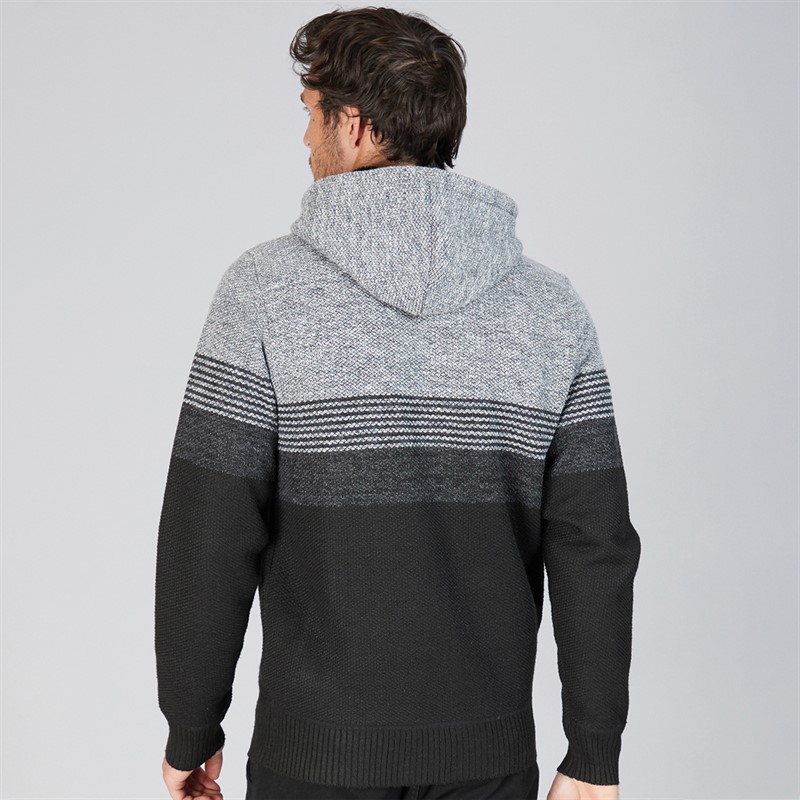 Kangaroo Poo Mens Sherpa Lined Hooded Zip-Through Jumper Black/Grey