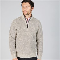 Kangaroo Poo Mens Sherpa Lined 1/4 Zip Sweater Stone