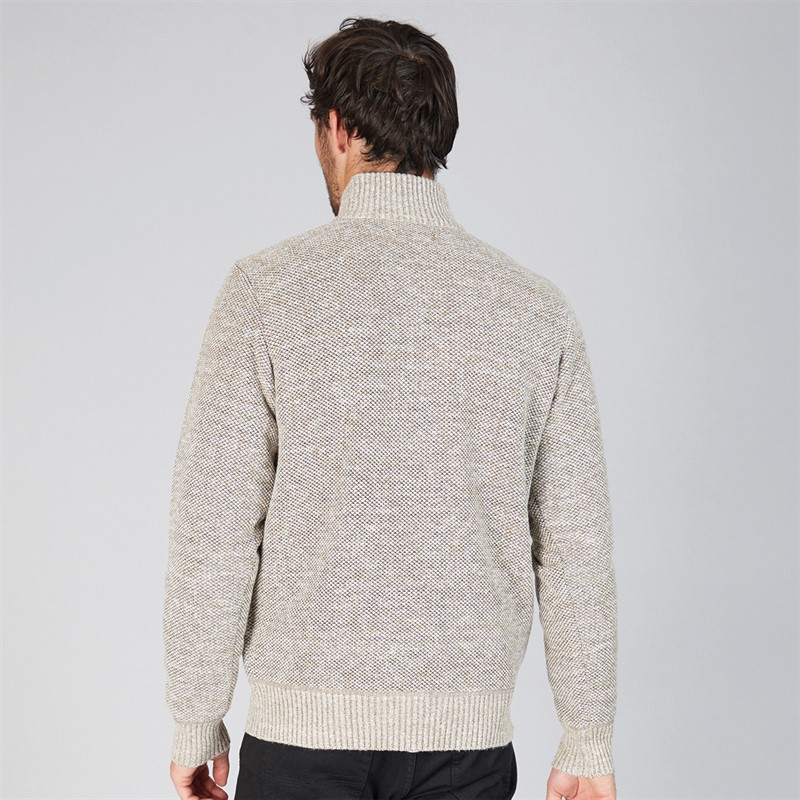 Kangaroo Poo Mens Sherpa Lined 1/4 Zip Sweater Stone