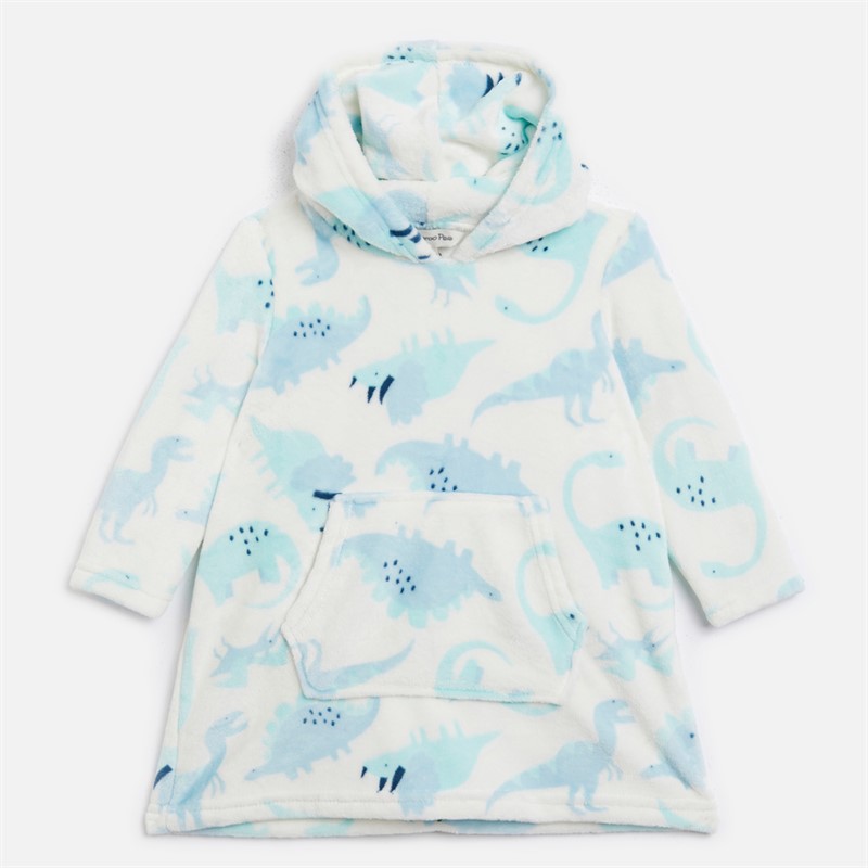 Kangaroo Poo Infant Boys Dinosaur Blanket Hoodie Blue/White