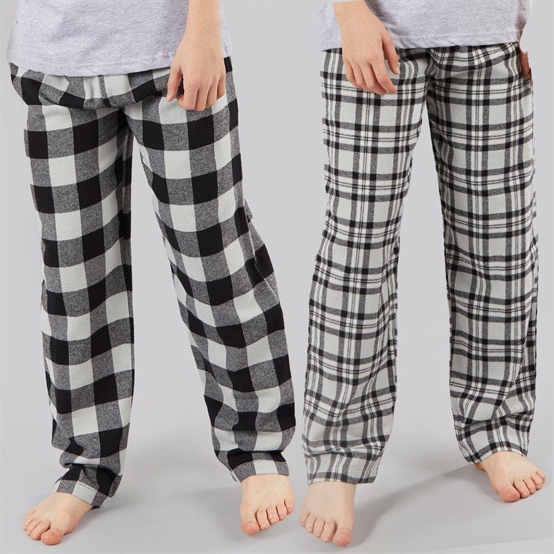 Kangaroo Poo Boys Two Pack Woven Check Pants Navy/Grey