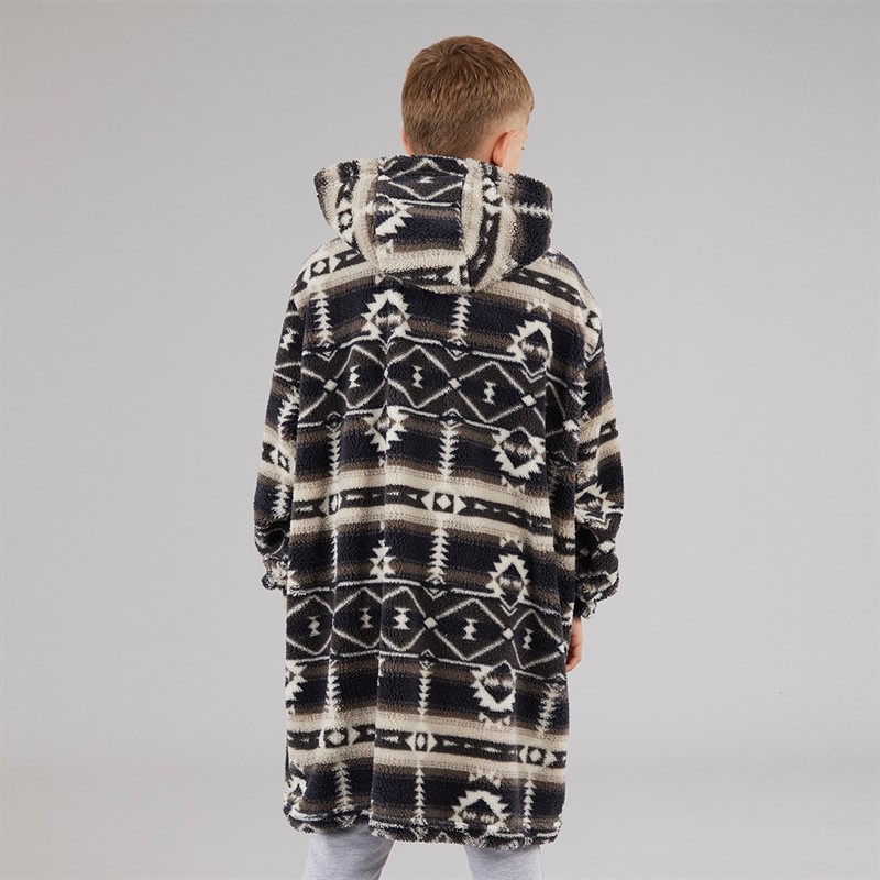 Kangaroo Poo Boys Fairisle Blanket Hoodie Black/White
