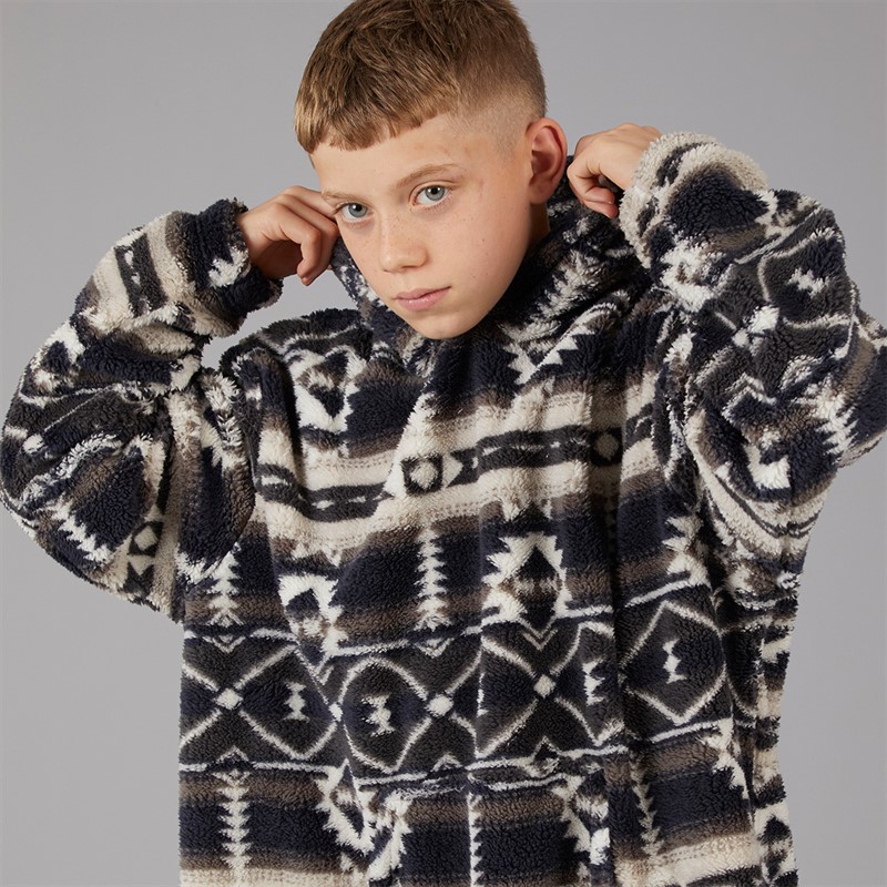 Kangaroo Poo Boys Fairisle Blanket Hoodie Black/White